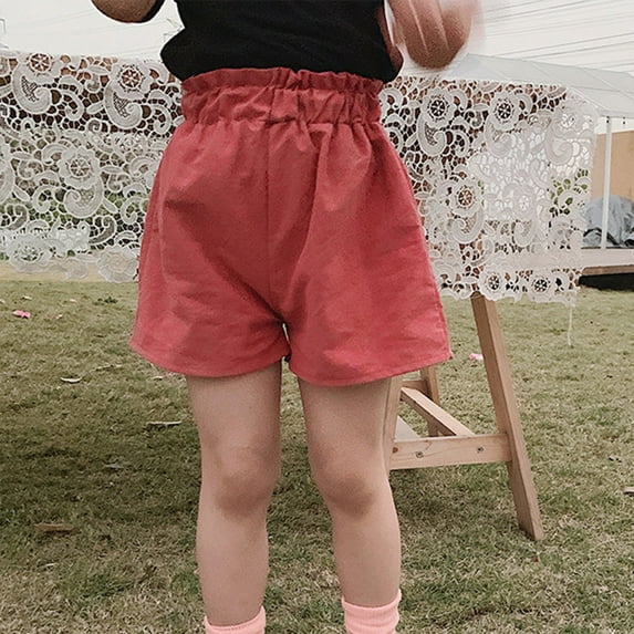 Kiviey Shorts for Girls Cotton Linen Fashion Cute Shorts Loose Solid Pants Size 12M-9Y