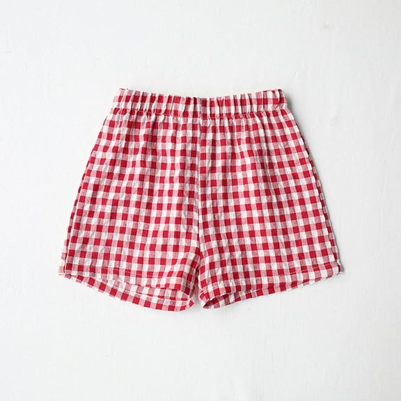 Kiviey Shorts for Girls Cotton Linen Ice Fashion Cute Shorts Loose Solid Plaid Pants Size 12M-9Y