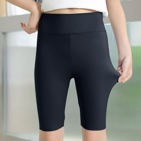 Kiviey Shorts for Girls Yoga Leggings Shorts Solid Five Quarter Pants Size 11-12