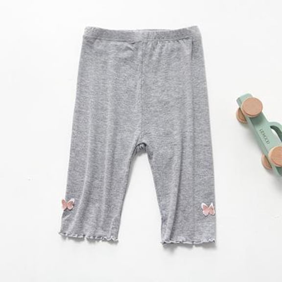 Kiviey Summer Shorts for Girls Cotton Casual Leggings Shorts Elastic Waisted Five Quarter Pants Size 3-4T