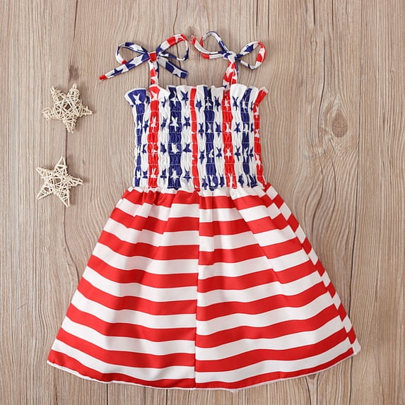 Kiviey Sundress for Girls Beach Dresses Casual Sleeveless Flag Princess Sundress Summer Dress Size 3-4T