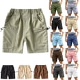 thumbnail image 1 of BCSIOAOI Boys Shorts,Toddler Boy Shorts Cotton Casual Bermuda Cargo Shorts with Pockets 2-13 Years, 1 of 8