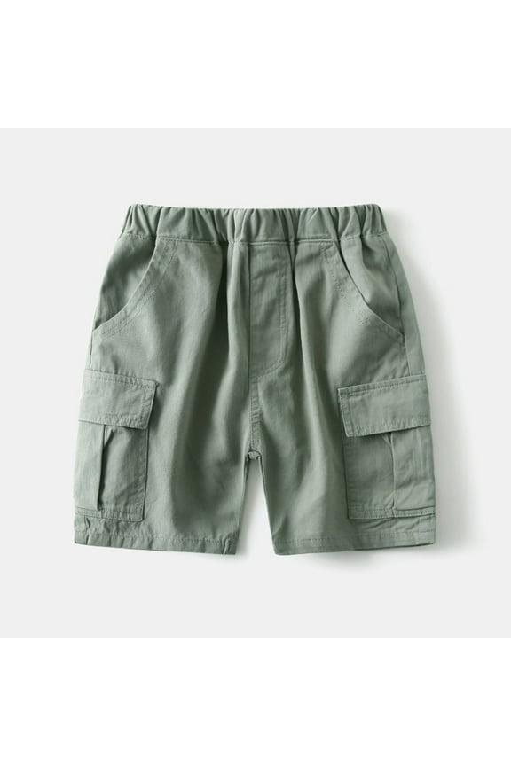 Toddler Boy Shorts Cotton Fashion Casual Shorts Pockets Solid Five Quarter Pants Size 4-5T