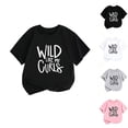 thumbnail image 1 of BCSIOAOI Toddler Girl Shirts Summer Short Sleeve Crew Neck Letter Graphic Shirts Casual Blouse Tops Size 3-4T, 1 of 3