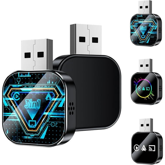 Kivont 3 in 1 Adapter - 2026 Upgrade Wireless Carplay Adapter | with 2.4/5ghz WiFi and Bluetooth 5.0 - Mini USB-C Car Port - Plug and Play & Stable Control for Apple and Android (C)