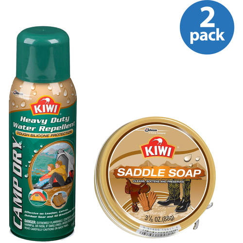 Kiwi Camp Dry Heavy Duty Water Repellent and Leather Saddle Soap 2 Pack  Value Bundle 