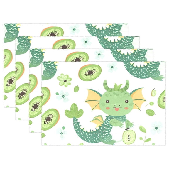 Kiwi Dinosaurs 12×18 inch Placemats Heat Resistant Washable Foldable Rectangular Placemats Set Decoration Indoor Outdoor for Kitchen Dining Table 1PC