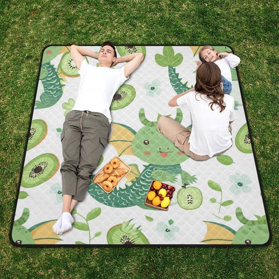 Kiwi Dinosaurs Beach Blanket Outdoor Picnic Blanket 78"x 78" Waterproof Foldable for Beach Camping Travel Hiking Grass Lawn Park