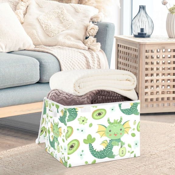 Kiwi Dinosaurs Storage Basket Foldable Laundry Basket Shelf Kids Toy Storage Container Organizer with Handles