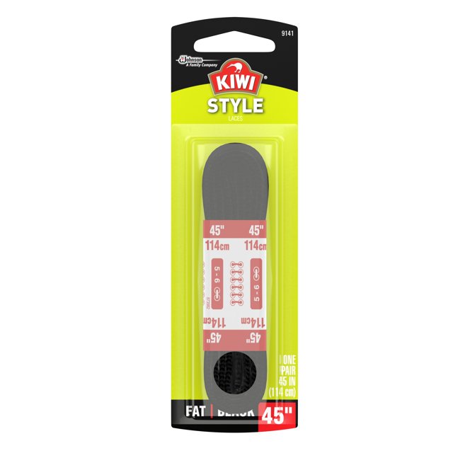 Kiwi Flat Shoe Laces, Black, 45 In