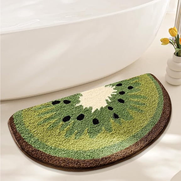 Kiwi Fruit Bath Mats, 18" x 31" Bathroom Rugs, Particularly Absorbent, Non-Slip, Very Soft, and Dry Fast for Home, Kid's Room, Bathroom, 18" x 31"