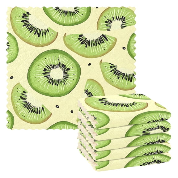 Kiwi Fruit Pattern Dish Towels 6 Pack Kitchen Cleaning Dish Cloths Absorbent Reuseable Cleaning Cloths 11'' x 11''