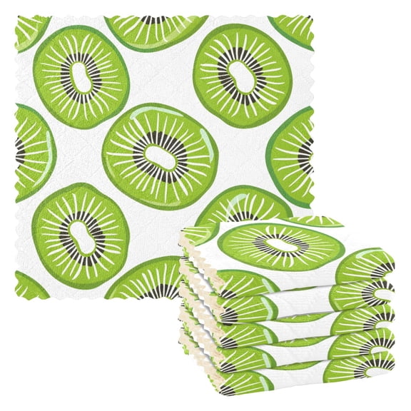 Kiwi Fruit Pattern Dish Towels 6 Pack Kitchen Cleaning Dish Cloths Absorbent Reuseable Cleaning Cloths 11'' x 11''
