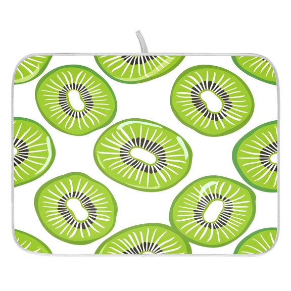 Kiwi Fruit Pattern Drying Dish Mat Quick Drying Absorbent Soft Durable for Kitchen 16" x 18"