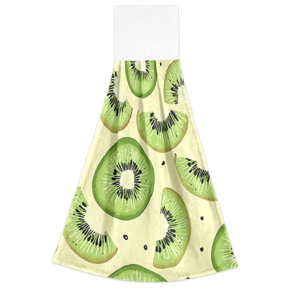 Kiwi Fruit Pattern Hand Towels 2 Pack Quick Dry Velvet Soft with Velcro Kitchen Bath 14x18in