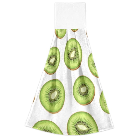 Kiwi Fruit Pattern Hand Towels 2 Pack Quick Dry Velvet Soft with Velcro Kitchen Bath 14x18in