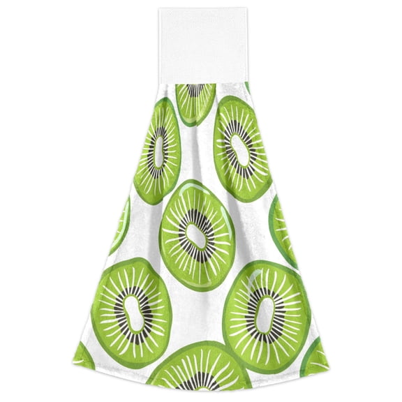 Kiwi Fruit Pattern Hand Towels 2 Pack Quick Dry Velvet Soft with Velcro Kitchen Bath 14x18in