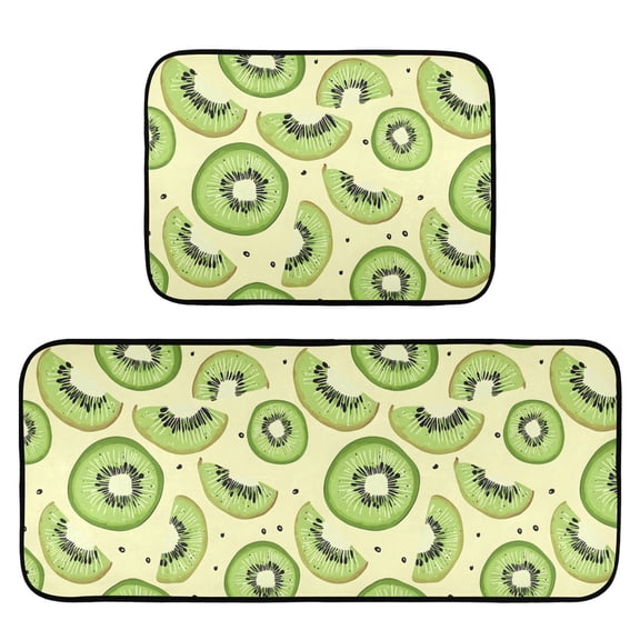 Kiwi Fruit Pattern Kitchen Mat 2 Piece Non Slip Absorbent carpet Floor Mat 19.7x27.6in+19.7x47.2in