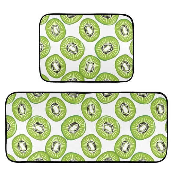 Kiwi Fruit Pattern Kitchen Mat 2 Piece Non Slip Absorbent carpet Floor Mat 19.7x27.6in+19.7x47.2in