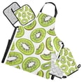 thumbnail image 1 of Kiwi Fruit Slice 5 Pcs Kitchen Set Heat Resistant Oven Mitts and Non-Slip Pot Holders with Adjustable Cooking Apron, 1 of 6