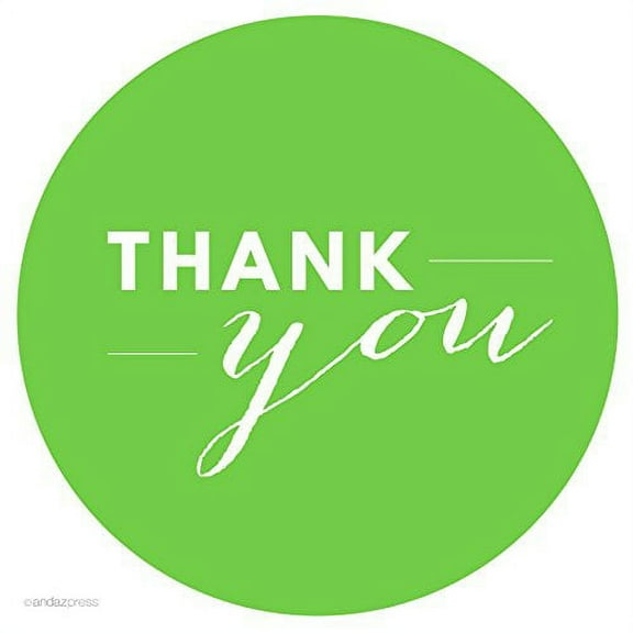 Kiwi Green Chic Thank You Circle Favor Labels, 40-Pack