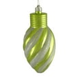 Kiwi Green Glitter Stripe Shatterproof Light Bulb Christmas Ornament 11