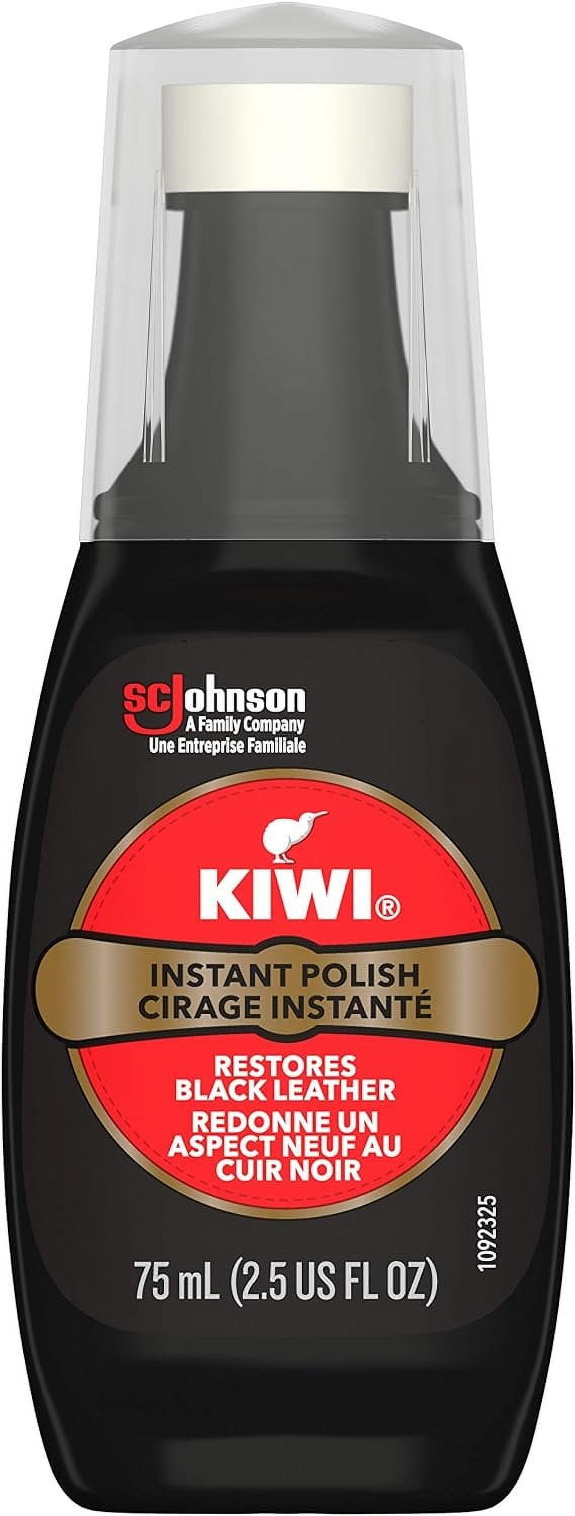 Kiwi Instant Polish, Black, 2.5 oz (1 Bottle with Sponge Applicator), Pack of 1