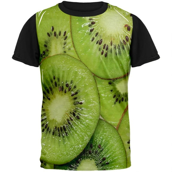 Kiwi Kiwifruit Adult Black Back T-Shirt - Small