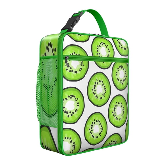 Kiwi Lunch Bag – Kiwi Fruit Green Kiwi Slices Tropical Cute Natural Pattern Print Kiwi Lover Design Aesthetic Kawaii Cartoon Funny Insulated Lunch Tote for Work School Picnic