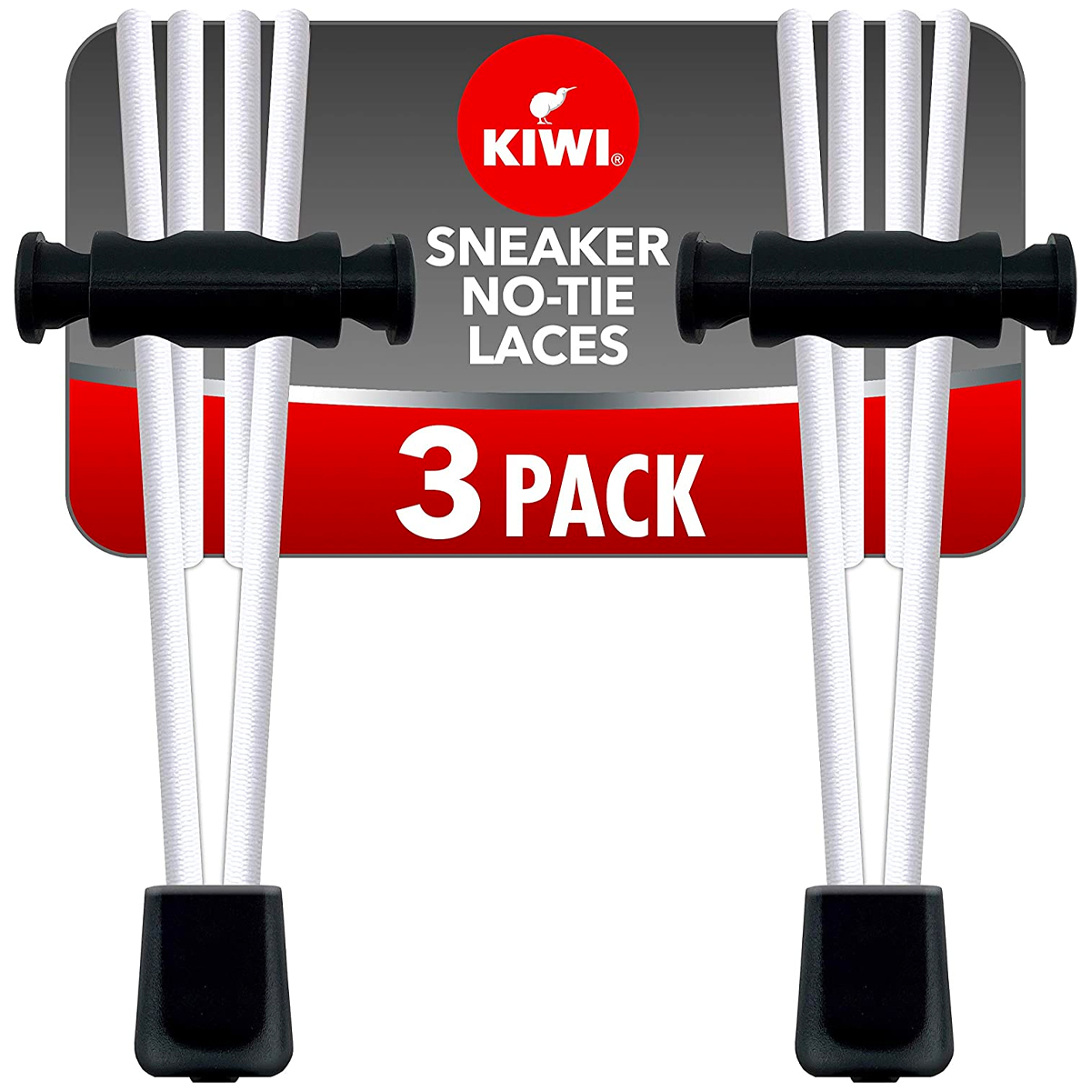 Kiwi Sneaker No-Tie Shoe Laces, White, One Size Fits All, 3 Count (Pack of 1)