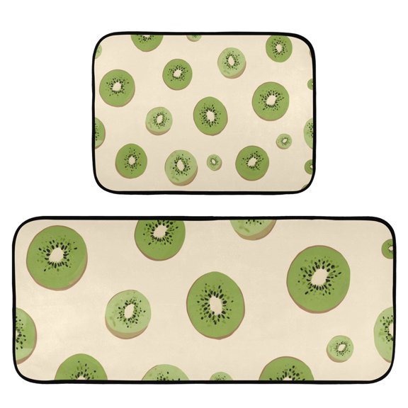 Kiwi Pattern Kitchen Mat 2 Piece Non Slip Absorbent carpet Floor Mat 19.7x27.6in+19.7x47.2in