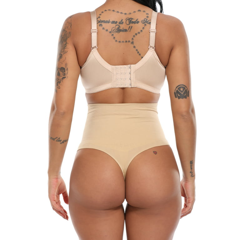 Kiwi-Rata Women Seamless High Waist Trainer Butt Lifter Control Panty Tummy  Control Thong Shapewear Body Shaper