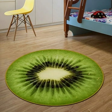 Kiwi Round Rug Green Fruit Pattern Carpet Floor Mat Area Rug for Living Room Bathroom Kitchen Non-Slip Mats 32 inch