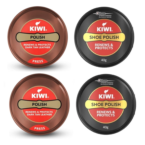 Kiwi Shoe Polish Paste Black & Dark Tan 1.35 oz (2 Each - 4 Pack)