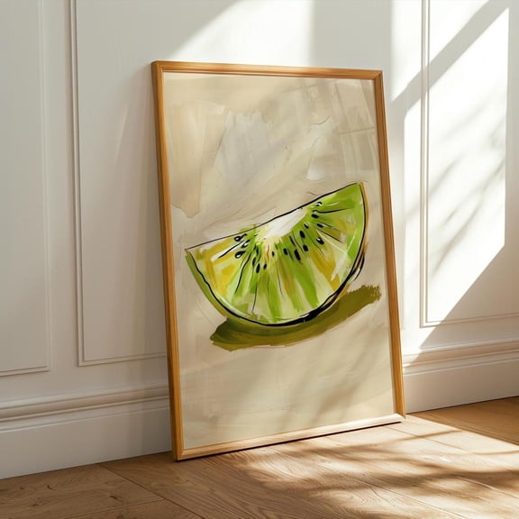 Kiwi Slice Art • Modern Fruit Illustration • Fresh Kitchen Wall Decor, Unframed Paper Print