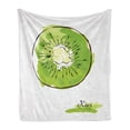 thumbnail image 1 of Kiwi Soft Flannel Fleece Throw Blanket, Illustration of Exotic Fruit Halved Round Slice, Cozy Plush for Indoor and Outdoor Use, 70" x 90", Lime Green Yellow, by Ambesonne, 1 of 5