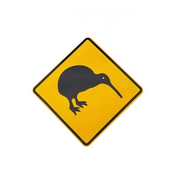 Kiwi Warning Sign New Zealand Poster Print by David Wall - 17 x 26 in.