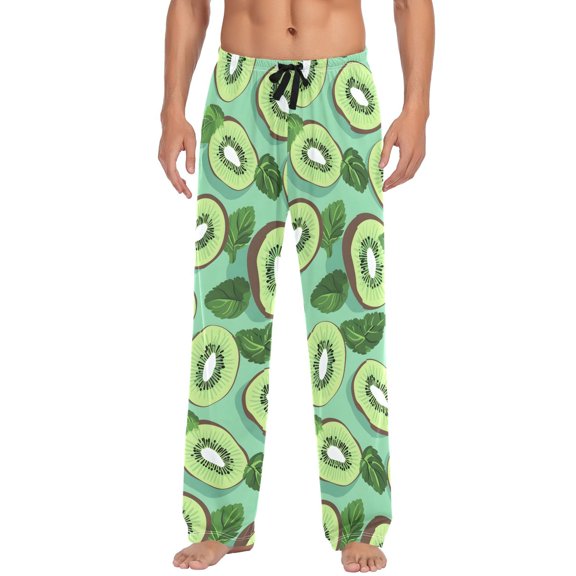 Kiwifruit and Leaves Men's Pajama Pants Cotton Long Sleepwear Lounge Pants L