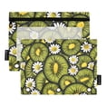 thumbnail image 1 of Kiwifruit with Daisy 2 Pack Pencil Pouch for 3 Ring Binder Smooth Zipper Folders with Pockets Clear Window Pencil Case, 1 of 6