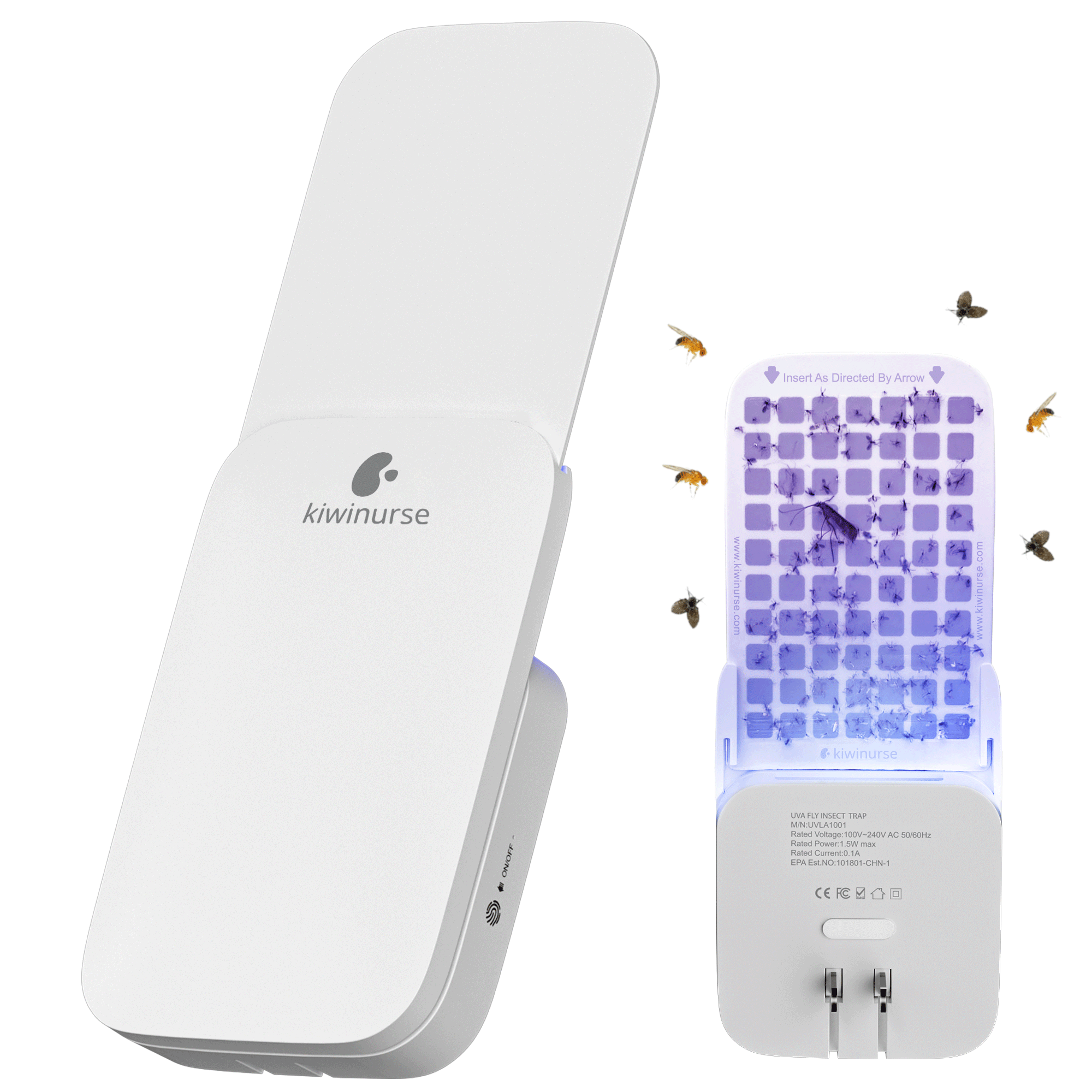 Kiwinurse Fly Trap Flying Insect Trap (1 Device + 4 Refill Cards) Safe ...