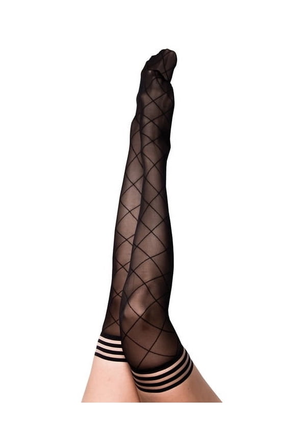 Anna - Diamond Thigh High - Size C - Black
