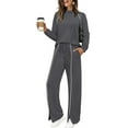 thumbnail image 1 of Kixjoy 2 Piece Sets for Women Oversized Casual Long Sleeve Sweatsuits Workout Warm Sweatshirts and Pants 2 Piece Plain Winter Loungewear Sets Woman, Dark Gray M, 1 of 7