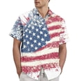 thumbnail image 1 of Kixjoy 250 Anniversary Usa Men's Shirt Short Sleeve Button Down Collared T-Shirt Lounge American Flag Print Tshirt Cozy Lightweight Summer Outfits, Navy M, 1 of 3