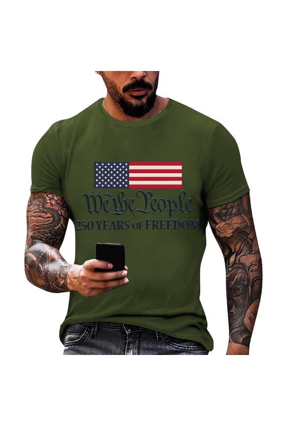 250 Anniversary Usa Shirt Big and Tall Crewneck Short Sleeve T-Shirt American Flag Print Lightweight Tshirts Soft Casual Summer Outfits, Red 3XL