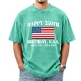 thumbnail image 1 of Kixjoy 250 Anniversary Usa Shirt Men 4th Of July Acid Wash Short Sleeve T-Shirt Lounge Big and Tall Crew Neck Graphic Tees, Green M, 1 of 4