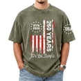 thumbnail image 1 of Kixjoy 250 Anniversary Usa Shirt Men 4th Of July Crewneck Acid Wash T-Shirt Short Sleeve Casual Big and Tall Shirts, Army Green XL, 1 of 4