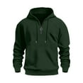 thumbnail image 1 of Kixjoy Army Green Zip Up Hoodie Men Long Sleeve Big and Tall Hooded Sweatshirt Quarter Zip Casual Drawstring Pullover Winter Basic Lightweight Mens Pullover Hoodie with Pockets, Army Green L, 1 of 4