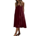 thumbnail image 1 of Kixjoy Backless Cami Dresses for Women Trendy Backless Sleeveless Dress Casual Baggy Party Maxi Strap Dress Basic Vacation Summer Dresses, Wine 2XL, 1 of 5