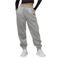 thumbnail image 1 of Kixjoy Baggy Sweatpants for Women Casual Drawstring Low Rise Sweatpants Thermal Fall Elastic Waisted Pant Trendy Jogger Lightweight Pants for Women with Pockets, Light Gray L, 1 of 5