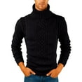 thumbnail image 1 of Kixjoy Black Turtleneck Sweater Men Oversized Thermal Cable Knit Sweater Casual Winter Long Sleeve UnderShirts Fashion Soild Slim Fit Mens Pullover Sweater, Black 2XL, 1 of 4